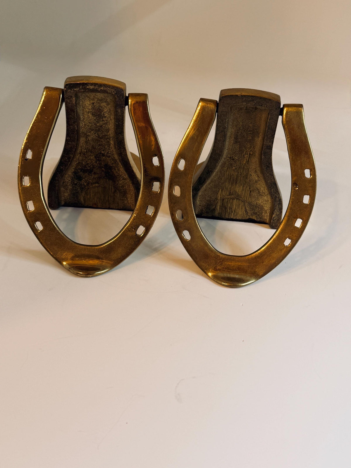 Brass Horseshoe Bookends, Pair of Equestrian Bookends, Horse Lover Gift, Vintage Style Library Decor