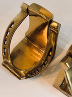 Brass Horseshoe Bookends, Pair of Equestrian Bookends, Horse Lover Gift, Vintage Style Library Decor