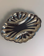 Vintage Scalloped Divided Serving Platter, Silverplate Style Appetizer Tray