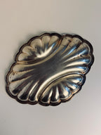 Vintage Scalloped Divided Serving Platter, Silverplate Style Appetizer Tray
