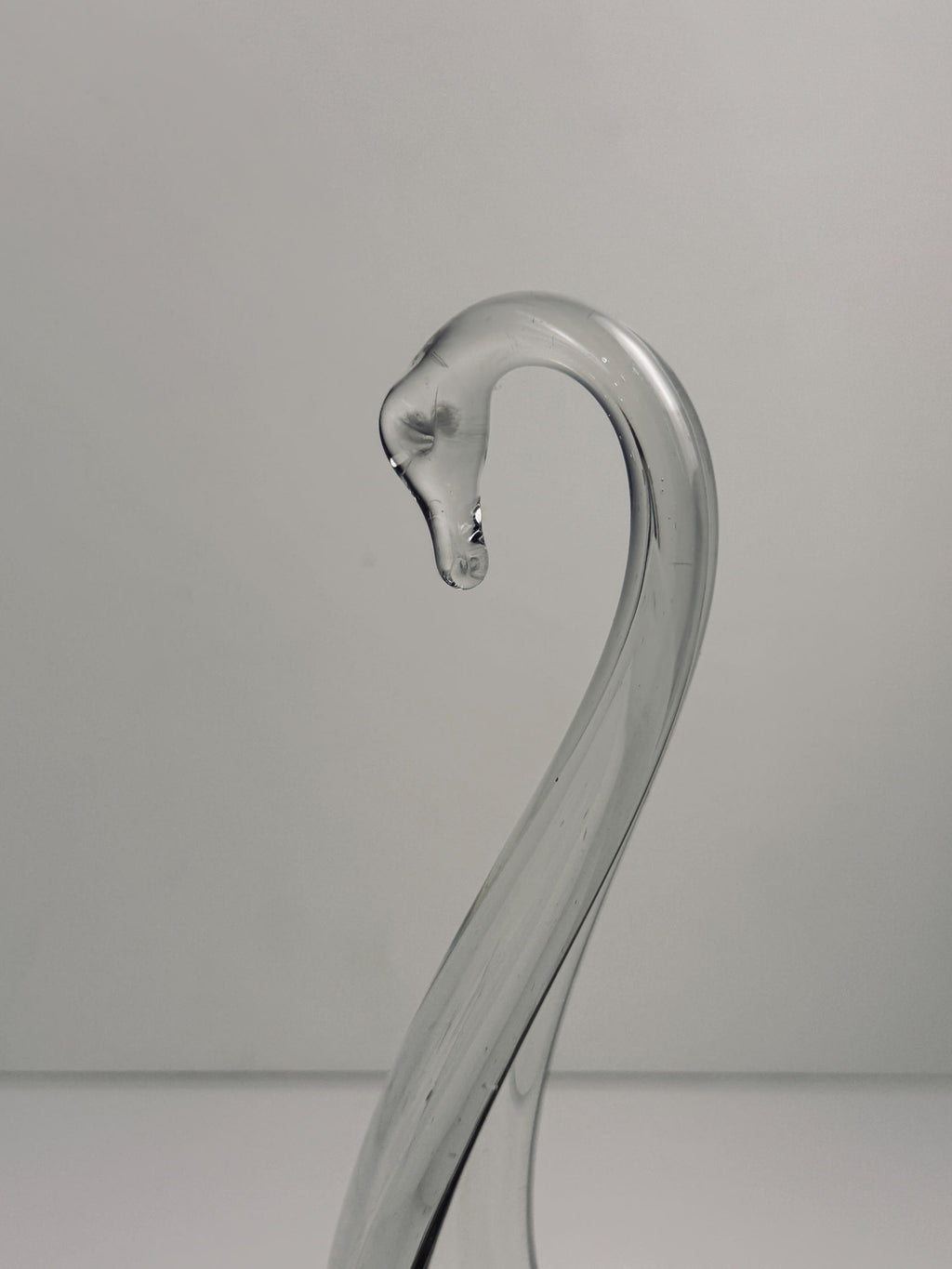 Handblown Clear Glass Swan Bowl, Sculptural Art Glass Dish, Vintage Swan Centerpiece