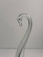 Handblown Clear Glass Swan Bowl, Sculptural Art Glass Dish, Vintage Swan Centerpiece