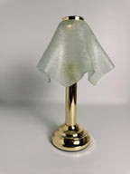 Brass Base Tealight Lamp, Textured Glass Shade, Vintage Party Light