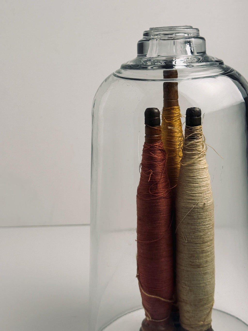 Set of Three Vintage Textile Thread Bobbins, Wooden Industrial Spools