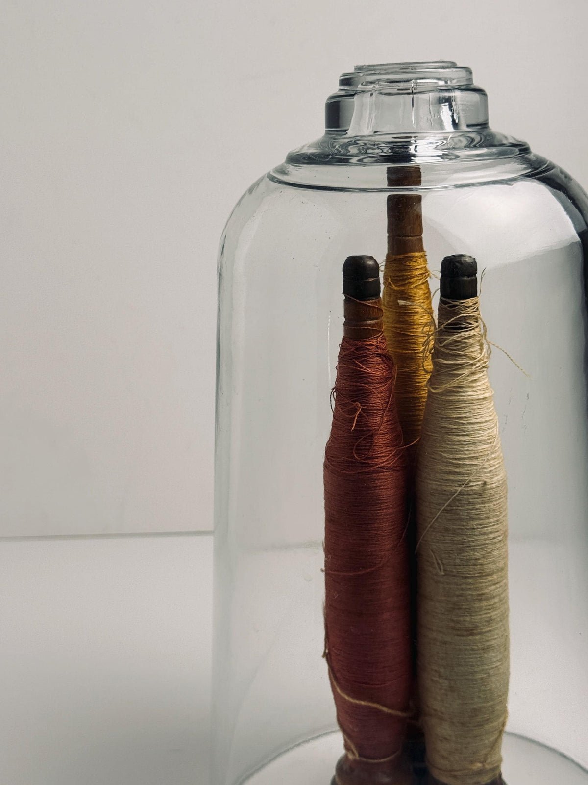 Set of Three Vintage Textile Thread Bobbins, Wooden Industrial Spools