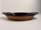 Small Brown Glazed Terracotta Oval Bowl, Rustic Pottery Dish