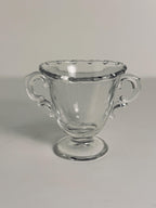 Mini Clear Glass Double-Handled Trophy Vase, Vintage Molded Glass
