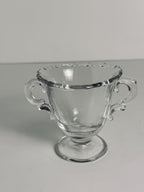 Mini Clear Glass Double-Handled Trophy Vase, Vintage Molded Glass