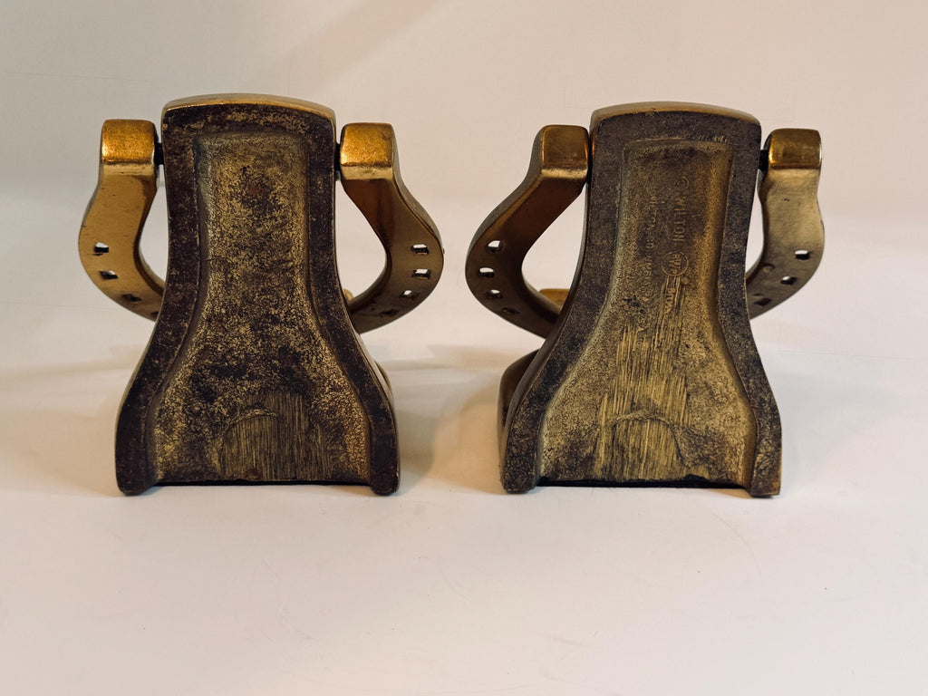 Brass Horseshoe Bookends, Pair of Equestrian Bookends, Horse Lover Gift, Vintage Style Library Decor