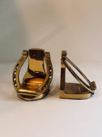 Brass Horseshoe Bookends, Pair of Equestrian Bookends, Horse Lover Gift, Vintage Style Library Decor