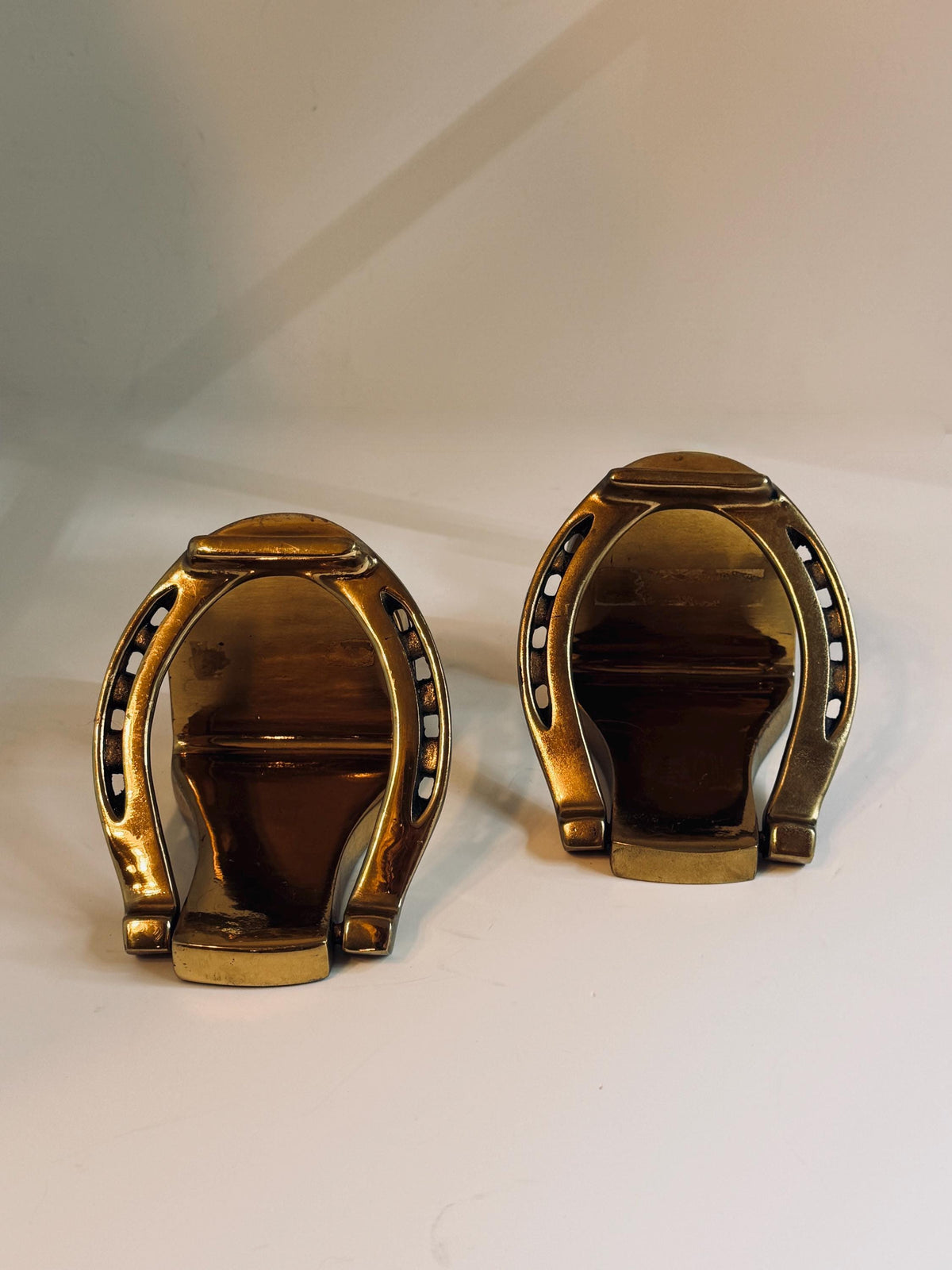 Brass Horseshoe Bookends, Pair of Equestrian Bookends, Horse Lover Gift, Vintage Style Library Decor