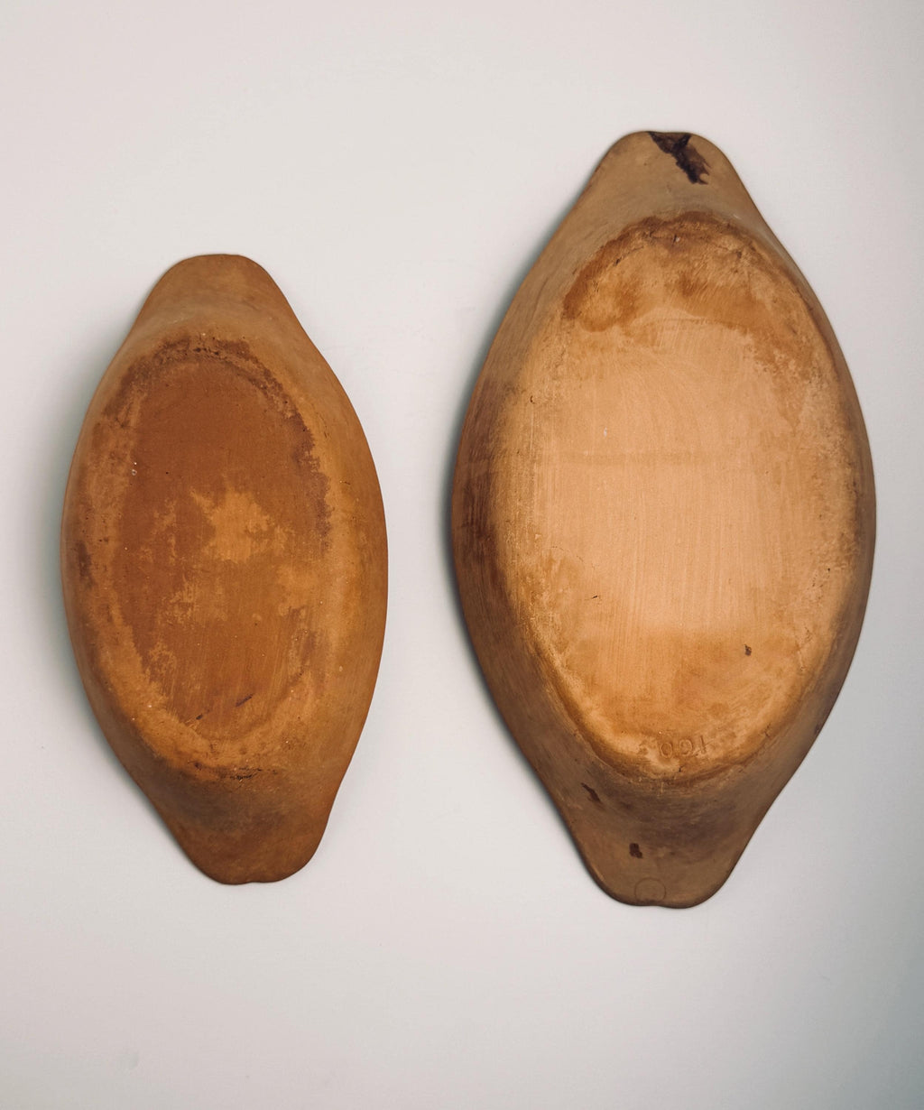 Large Brown Glazed Terracotta Oval Bowl, Rustic Pottery Dish