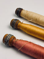 Set of Three Vintage Textile Thread Bobbins, Wooden Industrial Spools