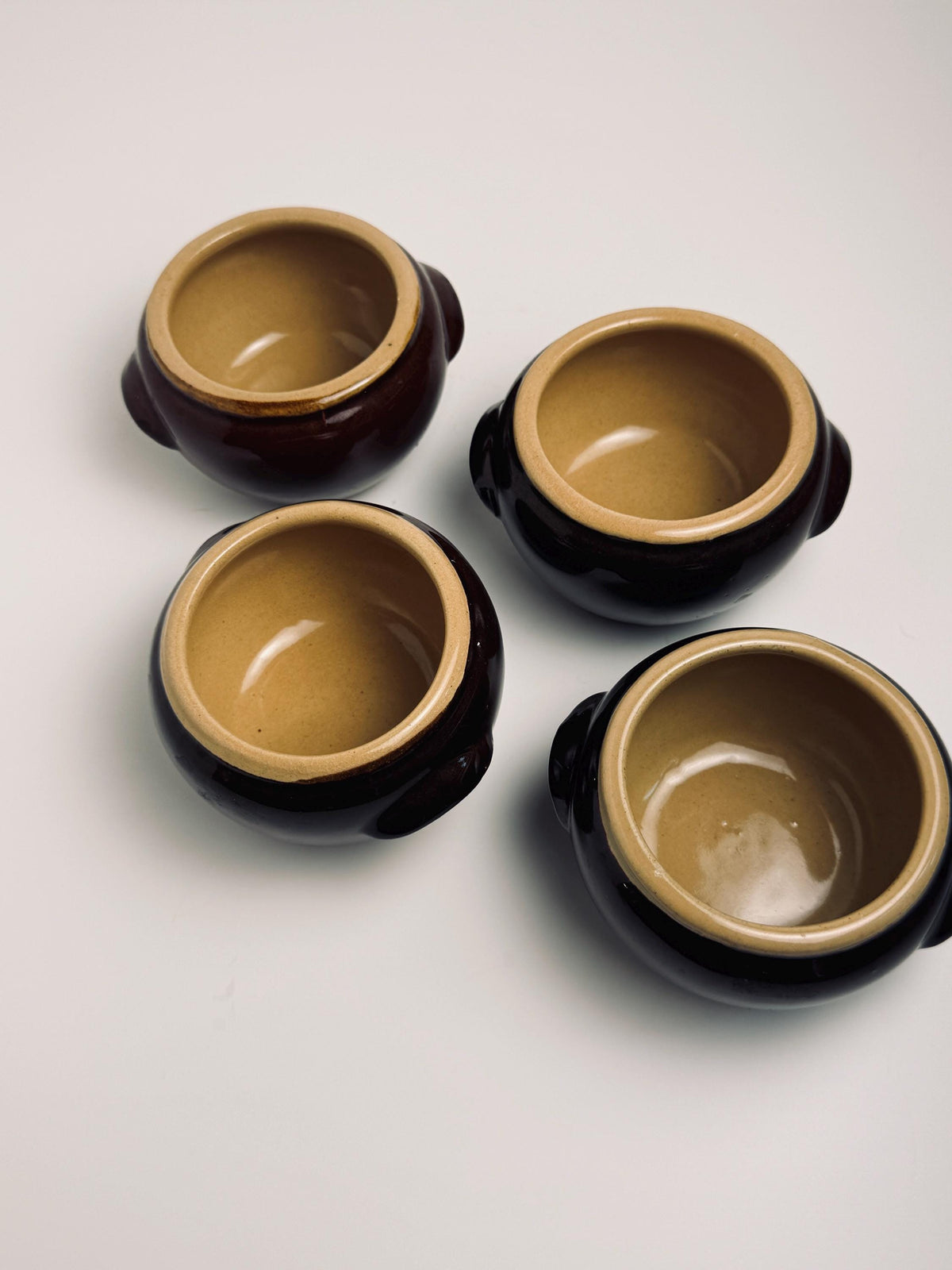 Vintage Brown Glazed Pottery Trinket Pot, Mini Handled Crock, USA Pottery Catchall Dish