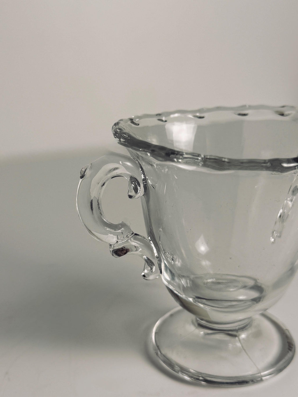 Mini Clear Glass Double-Handled Trophy Vase, Vintage Molded Glass