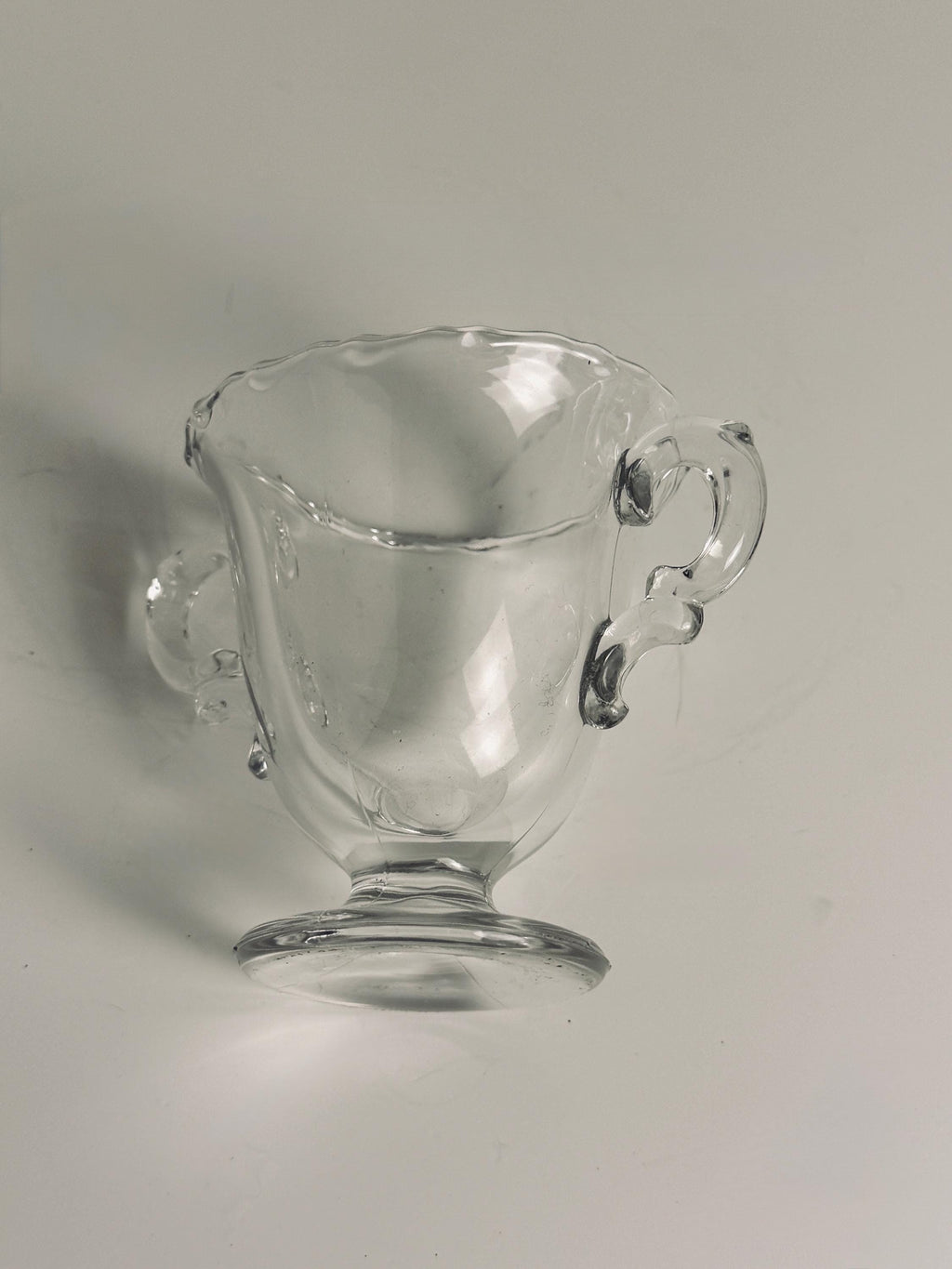 Mini Clear Glass Double-Handled Trophy Vase, Vintage Molded Glass