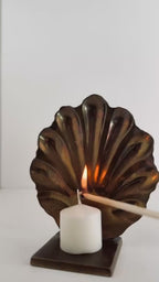 Vintage Brass Leaf Votive Candle Holder, Sculptural Botanical Decor